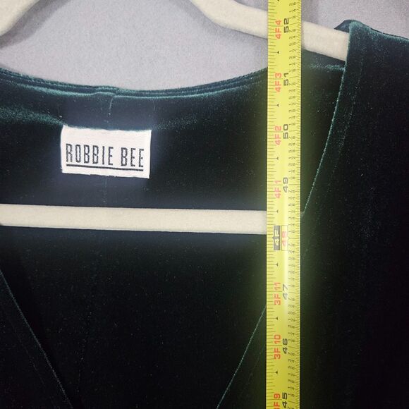 VTG Y2K Robbie Bee Velour Stretch Emerald Green Midi Dress M/L - Picture 3 of 6